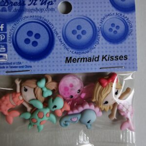 Sea themed Dress it Up Buttons Pirates Mermaids Shells Turtles Sharks Sea creatures for sewing, crafts, apparel, scrap booking projects - mermaids