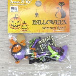 Halloween Dress it Up Buttons Cats Pumkins Frogs Zombies Skulls Spells Monsters Witches for sewing, crafts, apparel, scrap booking projects - Witches spells