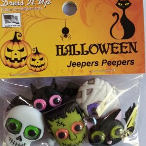Halloween Dress it Up Buttons Cats Pumkins Frogs Zombies Skulls Spells Monsters Witches for sewing, crafts, apparel, scrap booking projects - Jeepers Peepers