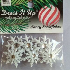 Christmas Dress it Up Buttons Snowflakes Fairy Lights Reindeer Sleigh GingerBread Men for sewing, crafts, apparel, scrap booking projects - Snowflakes