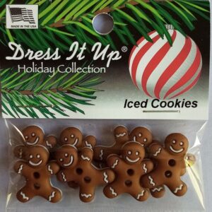 Christmas Dress it Up Buttons Snowflakes Fairy Lights Reindeer Sleigh GingerBread Men for sewing, crafts, apparel, scrap booking projects - Gingerbread men