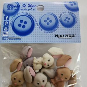 Animal themed Dress it Up Buttons Rabbits Foxes Birds Pandas Dogs Forest Woodland for sewing, crafts, apparel, scrap booking projects - hop hop