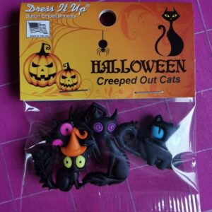 Halloween Dress it Up Buttons Cats Pumkins Frogs Zombies Skulls Spells Monsters Witches for sewing, crafts, apparel, scrap booking projects - Creepy cats