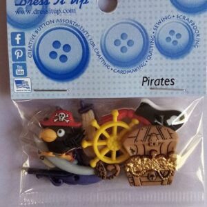Sea themed Dress it Up Buttons Pirates Mermaids Shells Turtles Sharks Sea creatures for sewing, crafts, apparel, scrap booking projects - Pirates