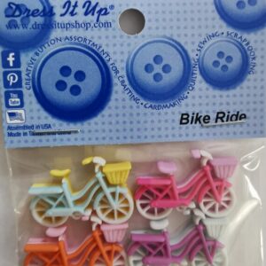Novelty Fun Dress it Up Buttons Tractors Bikes Football Dino's Dogs Bears Card games dice sewing, crafts, apparel, scrap booking projects - bikes
