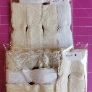 Flat Lace & Elastic Lace Trim various widths and styles 3m length bundles 5/6 in a pack 100% polyester vintage pattern brights and cream - pack 7