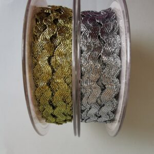 Decorative Ric Rac Leaf Trim ribbon braid gold silver holly vine 5mm wide per metre lengths sewing crafts diy projects polyester trimming