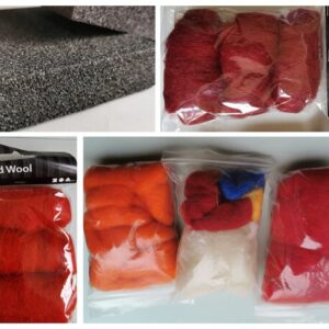Needle Felting Supplies Carded wool foam pad felting needles wooden handle/tool pre made felt balls mixed colours packs 10g balls - wool fox red