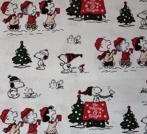 Snoopy Christmas Fabric Charm Pack Quilt Kit all materials needed to make a baby quilt Charm squares, backing and wadding + info sheet