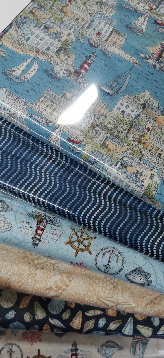 Makower High Tide Fabric Seaside Coastal Town Harbour Beach waves available as Fat quarter 1/2yrd FQ pack 6 pieces 100% cotton UK stock - Image 8