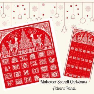 Makower Scandi Christmas Advent Calendar Fabric Panel Traditional Red Deer DIY sewing project Cut and Sew not finished item 100% cotton