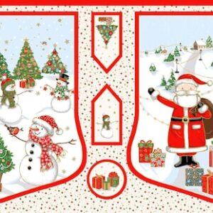 Makower Jolly Santa Christmas Advent Calendar, Stocking Panel and Fabric Stars Stripes Snowmen DIY sewing project Cut and Sew 100% cotton