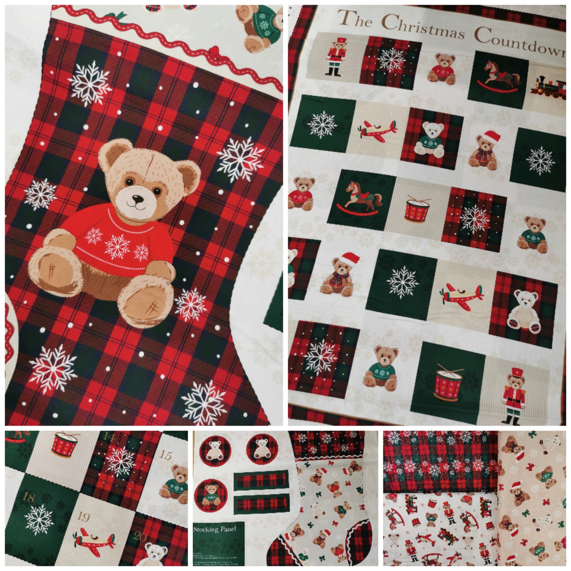 Christmas Toybox Fabric from Craft Cotton FQ, 1/2 yard, Advent and stocking panel teddy bears train soldier horse drum 100% cotton free P+P