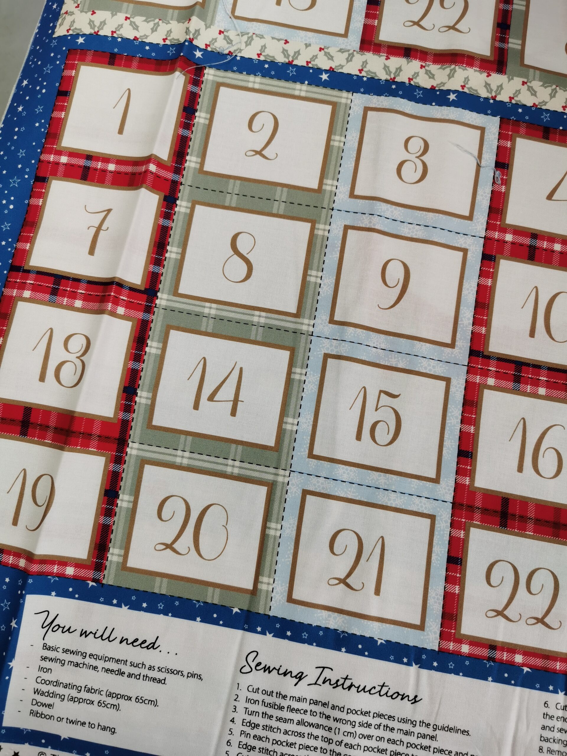 Christmas Holly Jolly Fabric from Craft Cotton FQ, 1/2 yard, Advent panel Santa Wreath Tartan 100% cotton free P+P - Image 8