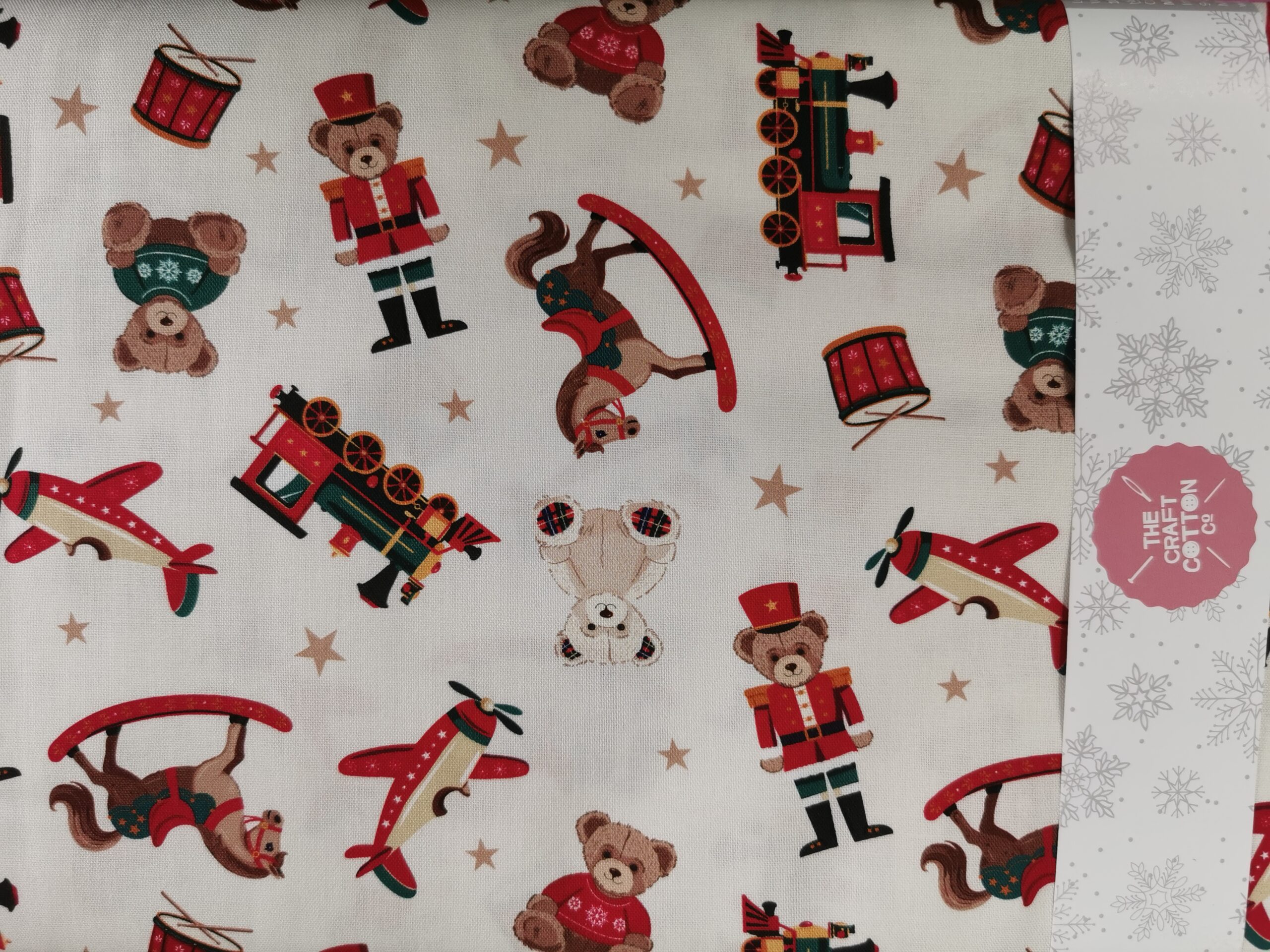 Christmas Toybox Fabric from Craft Cotton FQ, 1/2 yard, Advent and stocking panel teddy bears train soldier horse drum 100% cotton free P+P - Image 8