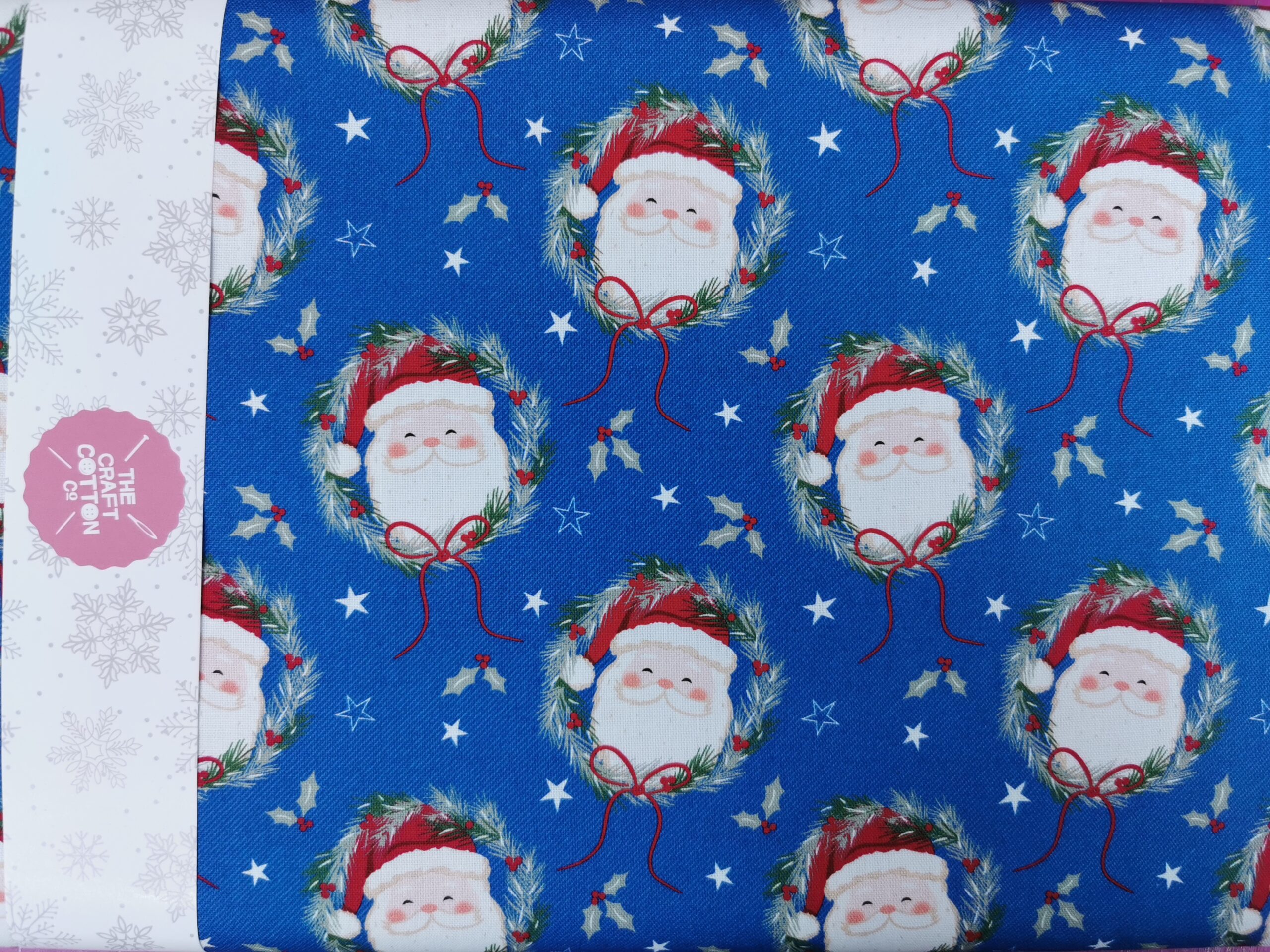 Christmas Holly Jolly Fabric from Craft Cotton FQ, 1/2 yard, Advent panel Santa Wreath Tartan 100% cotton free P+P - Image 4