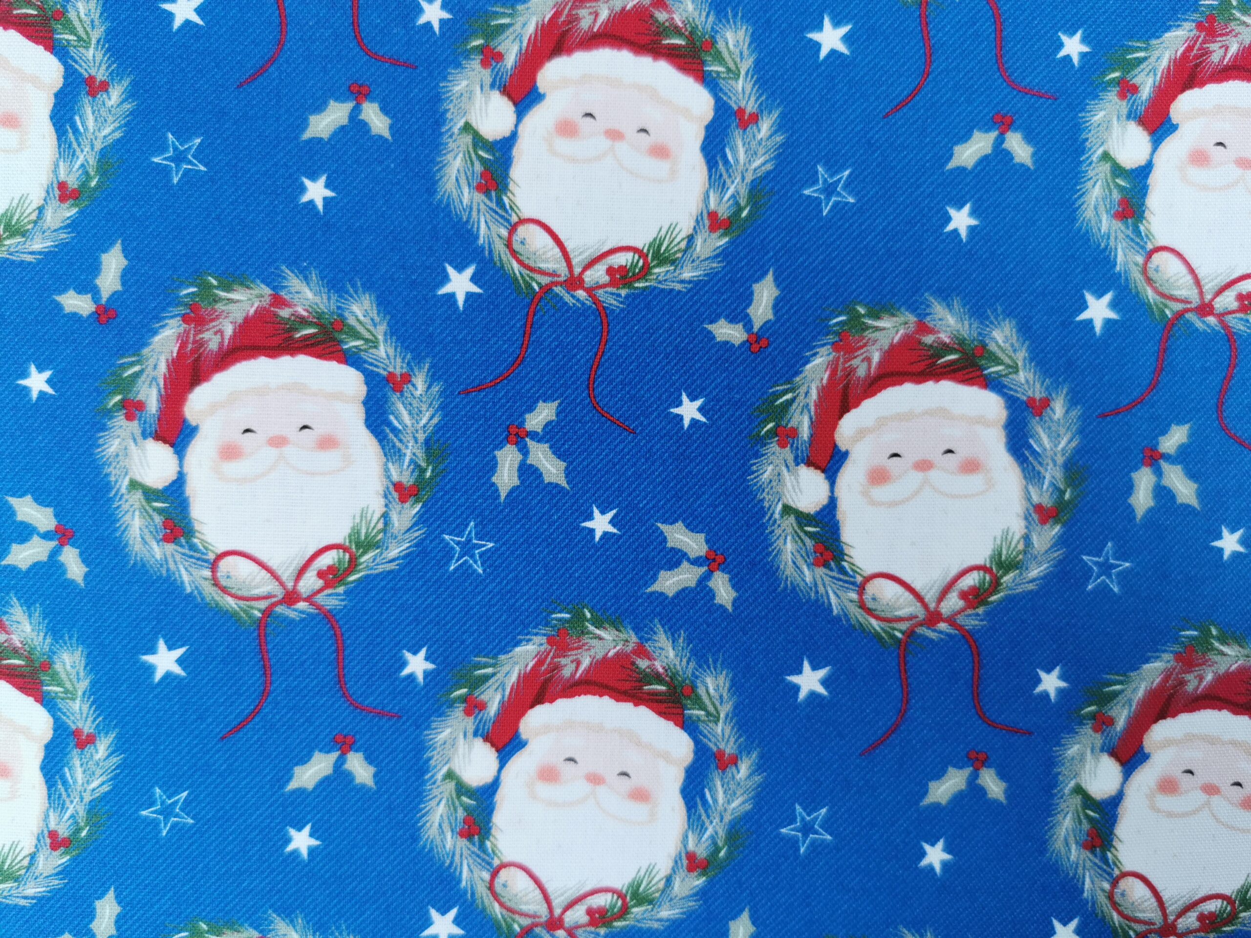 Christmas Holly Jolly Fabric from Craft Cotton FQ, 1/2 yard, Advent panel Santa Wreath Tartan 100% cotton free P+P - Image 3